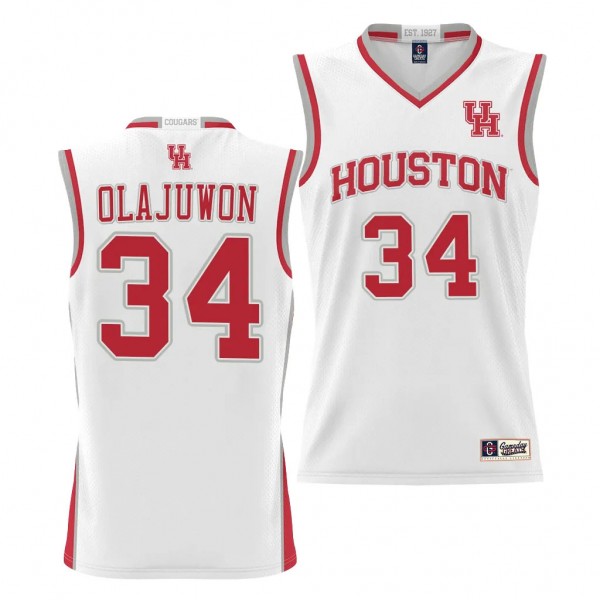 Hakeem Olajuwon Houston Cougars #34 White NIL Bask...