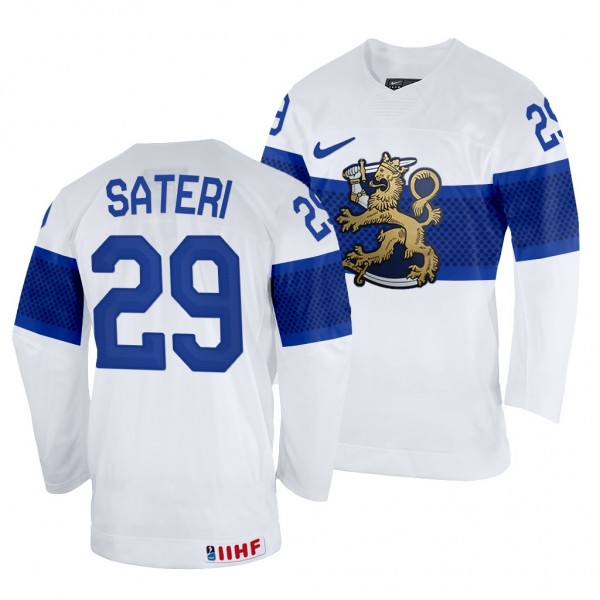 Finland Hockey Harri Sateri #29 White Home Jersey 2022 IIHF World Championship
