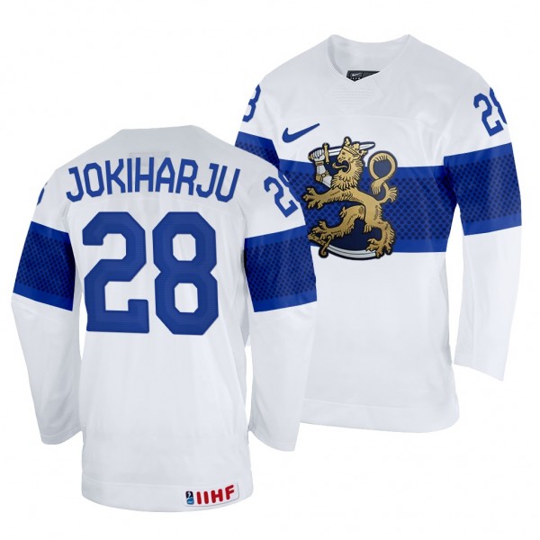 Finland Hockey Henri Jokiharju #28 White Home Jers...