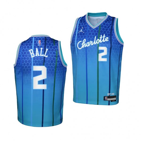LaMelo Ball Charlotte Hornets Teal 2021-22 City Edition 75th Anniversary Youth Jersey