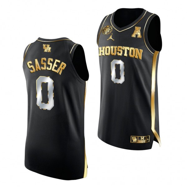 Marcus Sasser Houston Cougars 2021 March Madness Final Four Black Golden Authentic Jersey