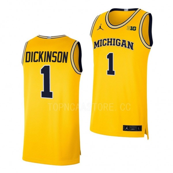 Hunter Dickinson Michigan Wolverines #1 Maize Coll...