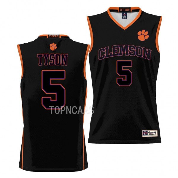 Clemson Tigers Hunter Tyson NIL Pick-A-Player Basketball uniform Black #5 Jersey
