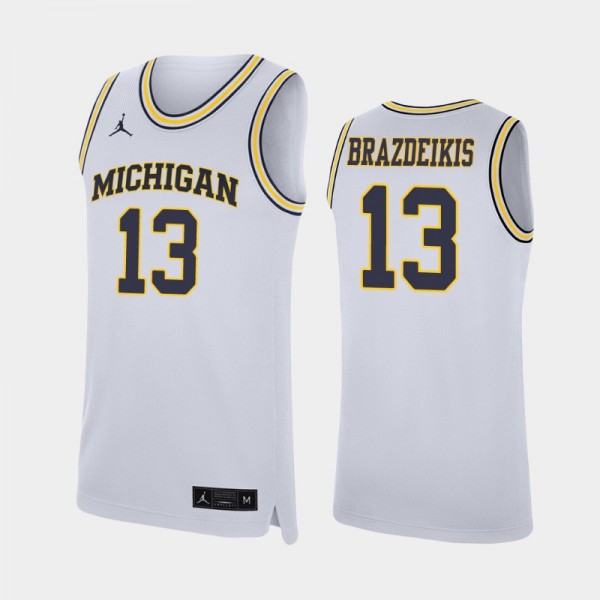 Michigan Wolverines Ignas Brazdeikis White Replica...