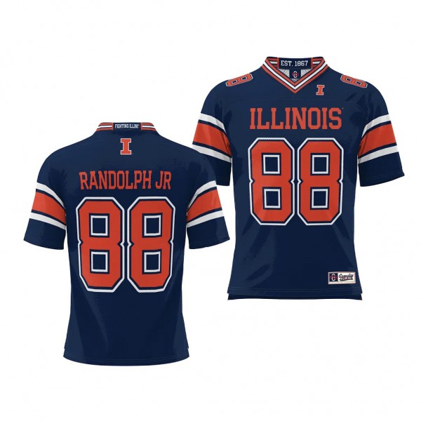 Keith Randolph Jr Illinois Fighting Illini NIL Player #88 Jersey Men's Navy Football Uniform