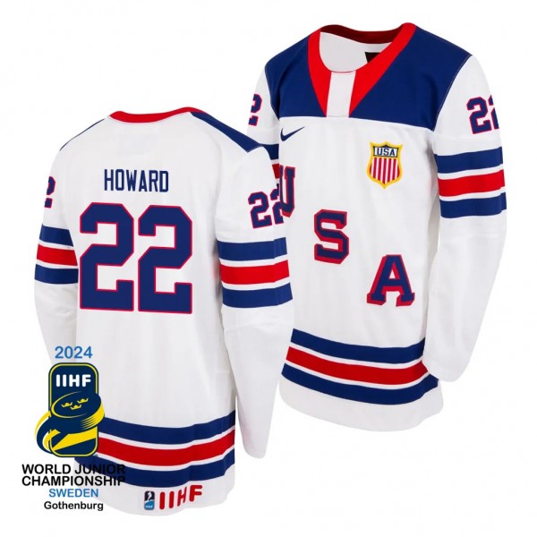 USA Hockey Isaac Howard White 2024 IIHF World Juni...