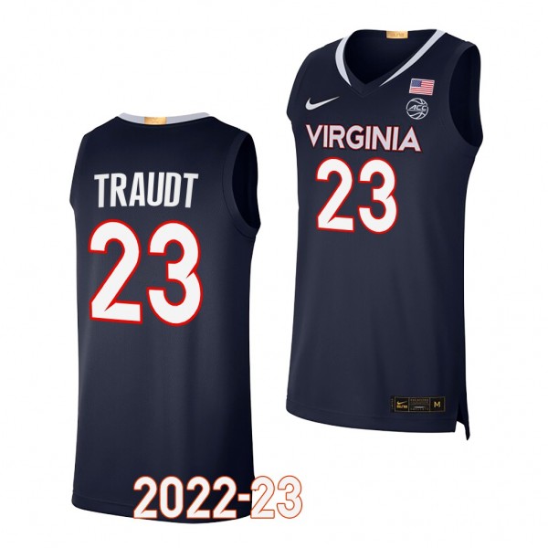 Isaac Traudt Virginia Cavaliers #23 Navy College B...