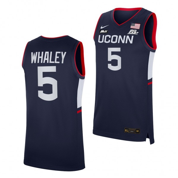 UConn Huskies Isaiah Whaley #5 Navy BLM Jersey 202...
