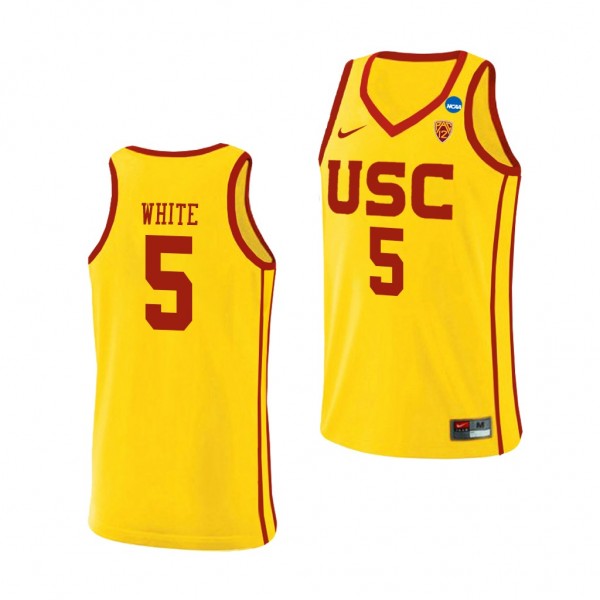 USC Trojans Isaiah White Yellow 2021 March Madness Sweet 16 Alternate Jersey