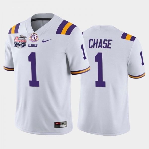 LSU Tigers Ja'Marr Chase White 2019-20 Home Peach ...