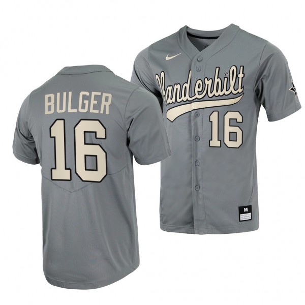 Jack Bulger Vanderbilt Commodores #16 Grey College Baseball Full-Button Jersey