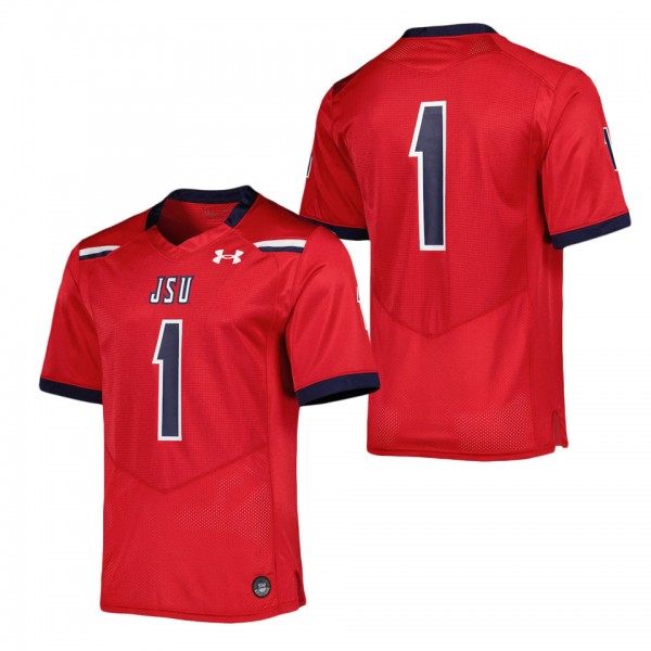 Jackson State Tigers Team Wordmark Replica College Football Jersey Red