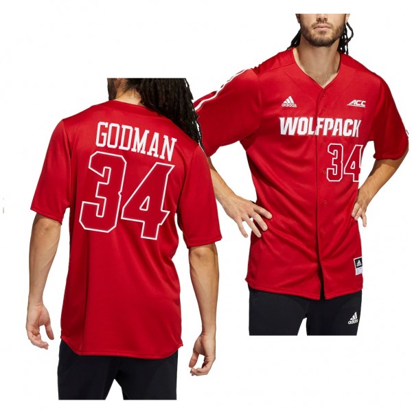 Jacob Godman NC State Wolfpack #34 Red College Bas...