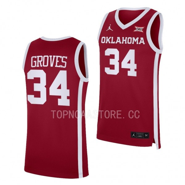 Jacob Groves #34 Oklahoma Sooners Away Basketball ...
