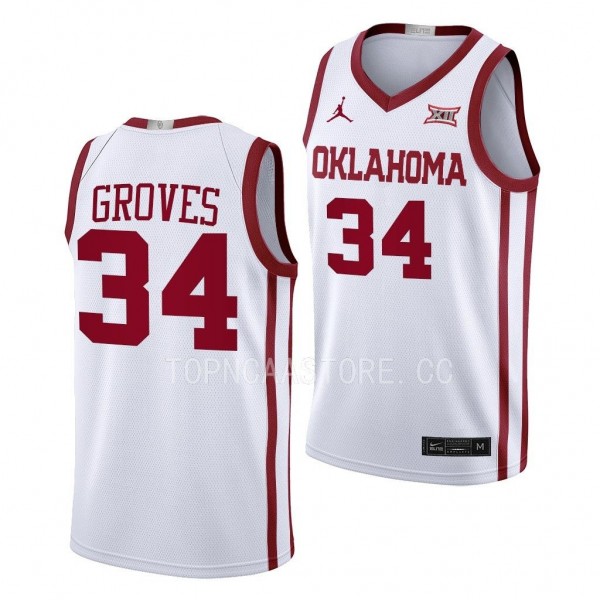 Jacob Groves Oklahoma Sooners #34 White College Ba...