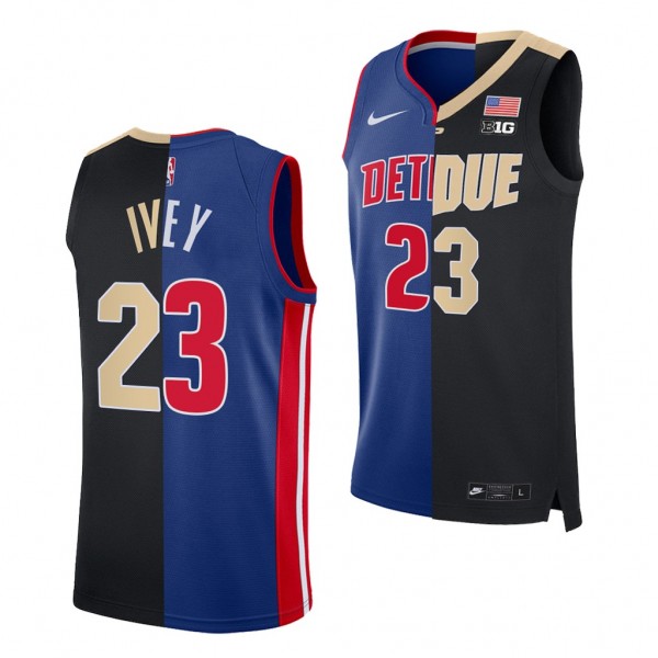 2022 NBA Draft Pistons X Purdue Jaden Ivey Blue Black Split Edition Jersey