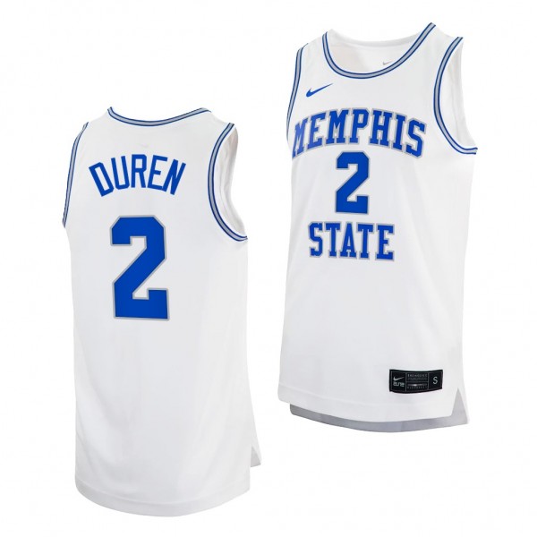Memphis Tigers Jalen Duren #2 White Retro uniform 2022 College Basketball Jersey