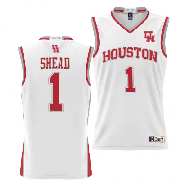 Jamal Shead Houston Cougars #1 White NIL Basketbal...