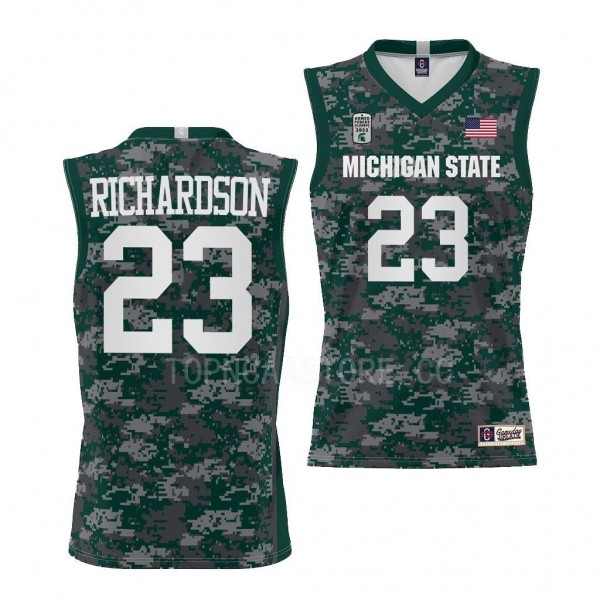 Jason Richardson Michigan State Spartans #23 Green 2022 Armed Forces Jersey Carrier Classic Game