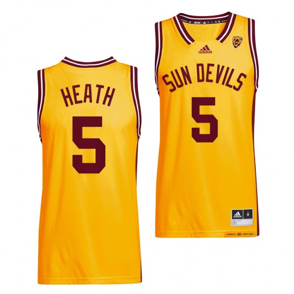 Jay Heath #5 Arizona State Sun Devils 2022 Reverse Retro College Basketball Gold Jersey