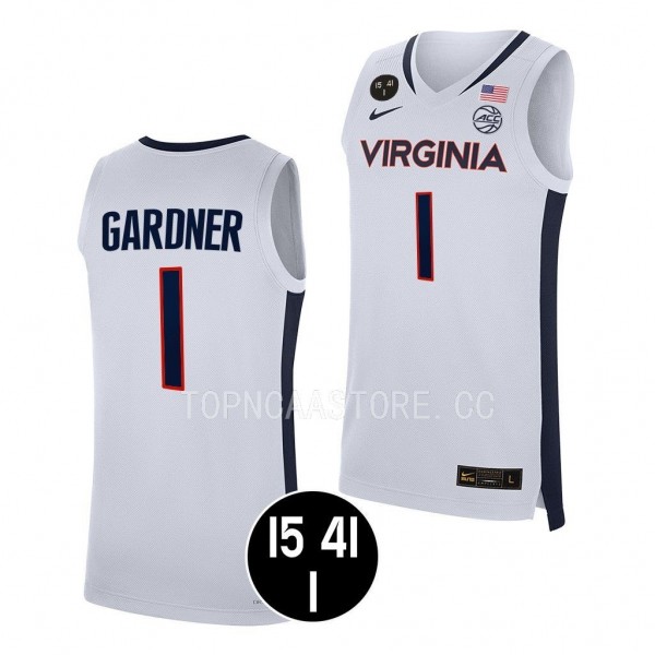 Jayden Gardner Virginia Cavaliers #1 White UVA Strong Jersey 2022 Main Event Champs
