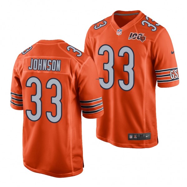 Chicago Bears Jaylon Johnson Orange 2020 NFL Draft 100th Season Jersey
