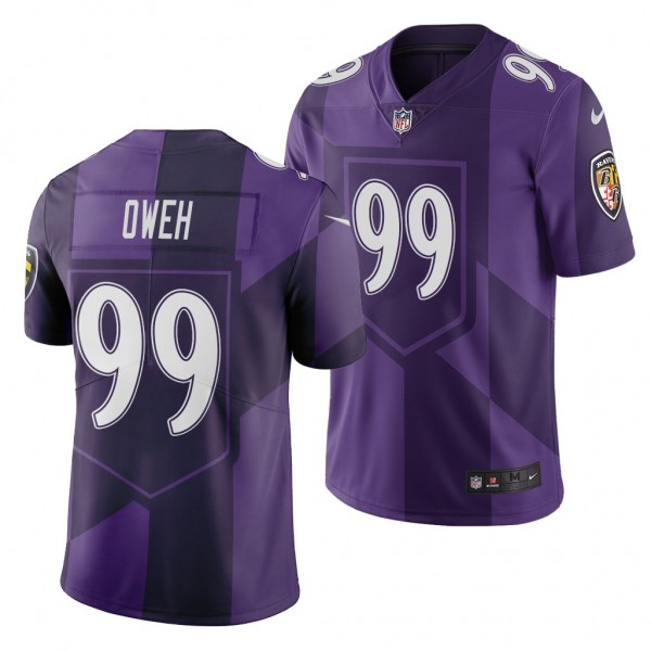 Jayson Oweh Baltimore Ravens 2021 NFL Draft City Edition Purple Jersey Men's