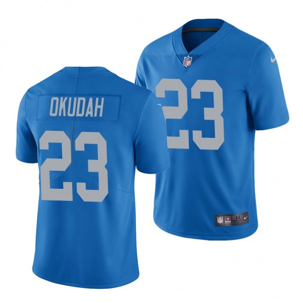 Detroit Lions Jeff Okudah Blue 2020 NFL Draft Men's Vapor Limited Jersey