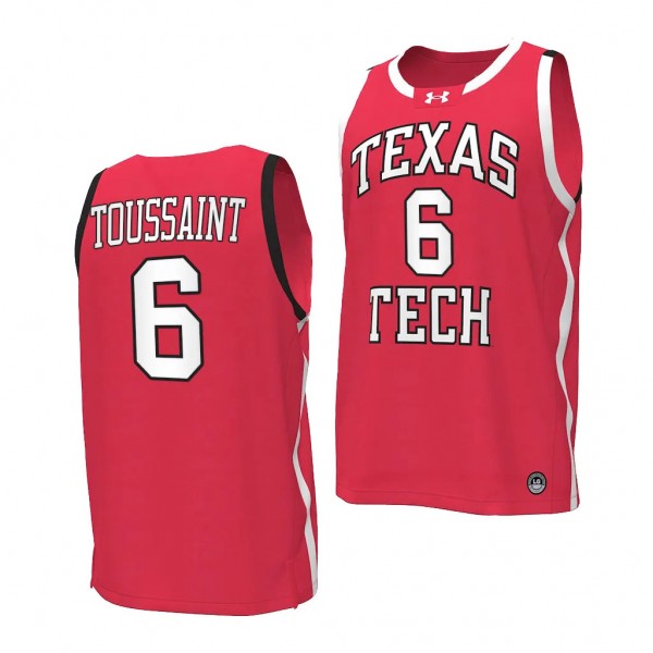 Joe Toussaint #6 Texas Tech Red Raiders Replica Basketball Jersey Red