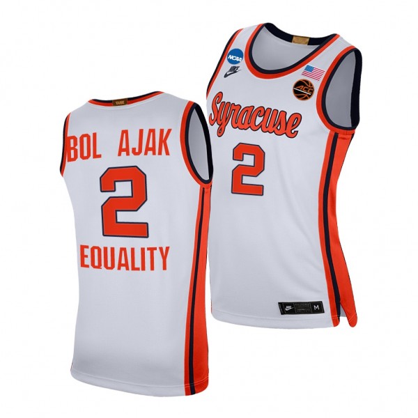 Syracuse Orange John Bol Ajak White 2021 March Madness Sweet 16 Equality Jersey