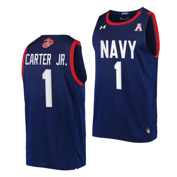 John Carter Jr. #1 Navy Midshipmen 2022 Fly Navy USMC Semper Fi Navy Jersey