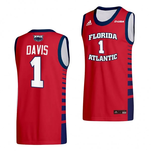 FAU Owls Johnell Davis Red #1 College Basketball J...