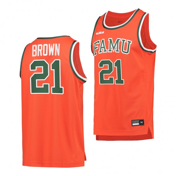 Johnny Brown 2022 Florida A&M Rattlers College Basketball Replica Jersey Orange