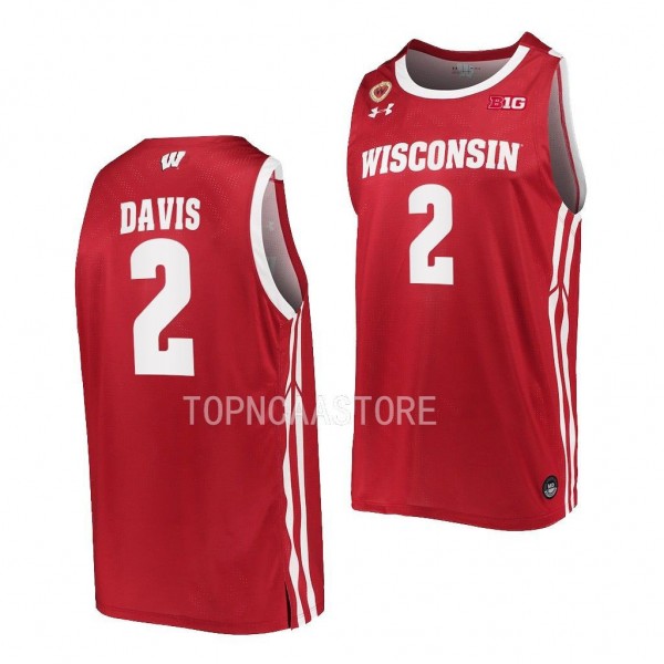 2022-23 Wisconsin Badgers Jordan Davis Red Replica...