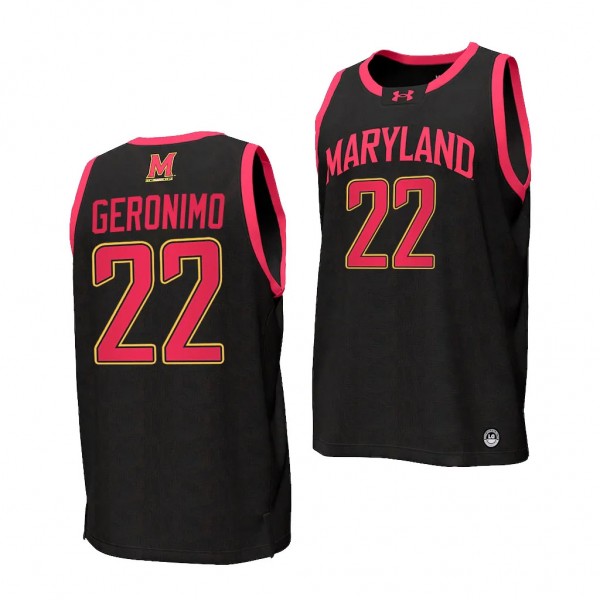 Maryland Terrapins Jordan Geronimo NIL Basketball Replica uniform Black #22 Jersey 2023-24