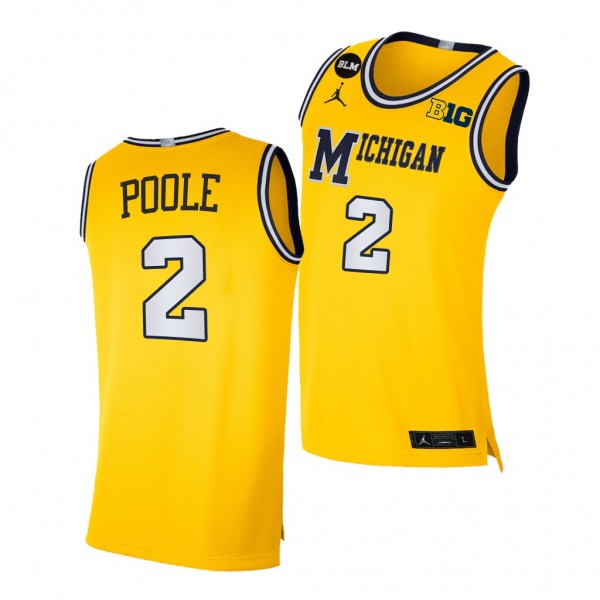 Jordan Poole Michigan Wolverines #2 Gold College B...