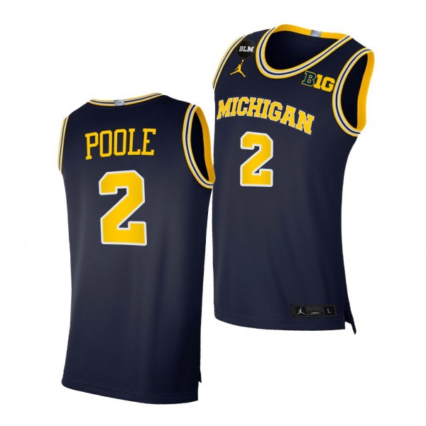 Jordan Poole Michigan Wolverines #2 Navy College B...