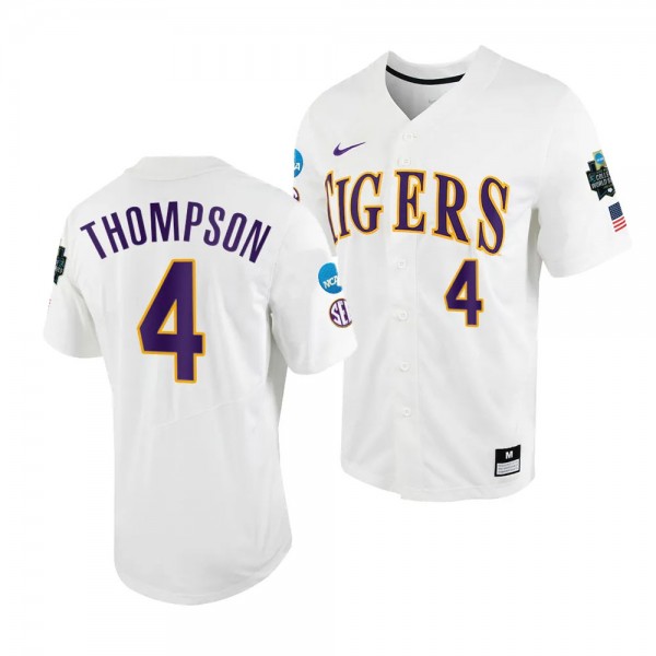 Jordan Thompson LSU Tigers #4 White 2023 College W...