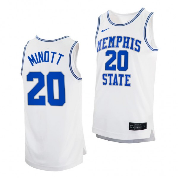 Memphis Tigers Josh Minott #20 White Retro uniform...