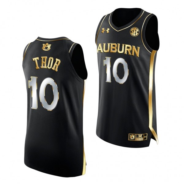 Auburn Tigers JT Thor #10 Black Golden Edition uniform Alumni Basketball Jersey