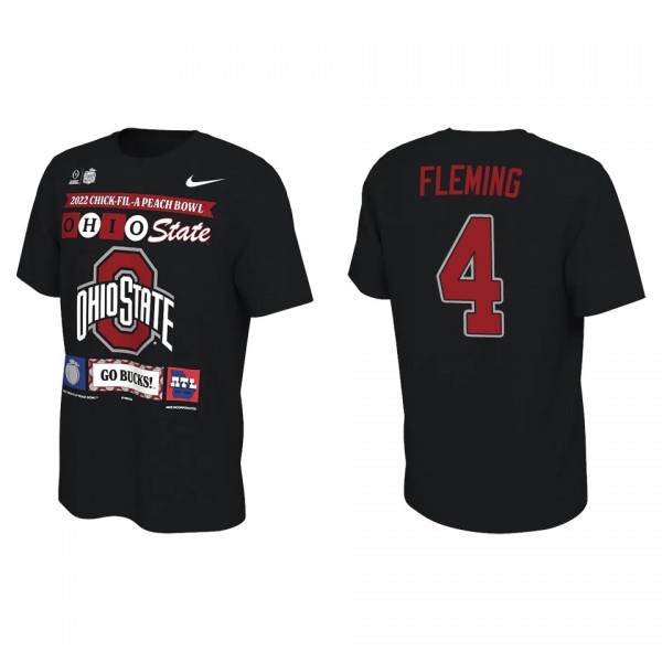 Julian Fleming Ohio State Buckeyes Black College Football Playoff 2022 Peach Bowl Illustrated T-Shirt