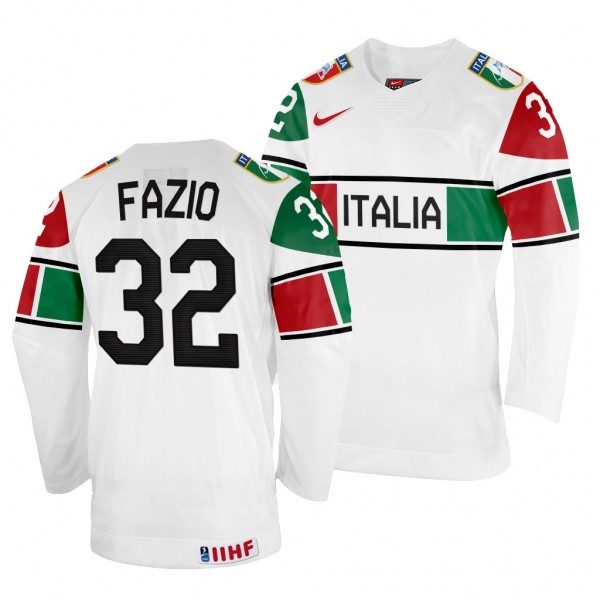 Justin Fazio Italy Hockey 2022 IIHF World Championship White Home Jersey #32