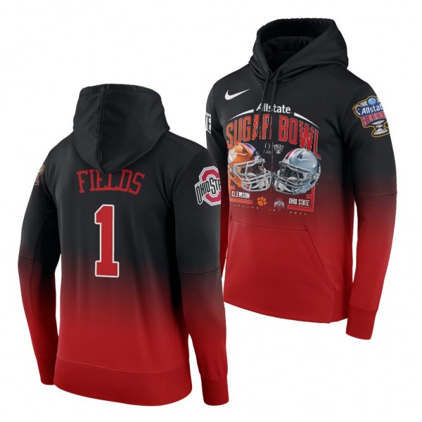 Ohio State Buckeyes Justin Fields 2021 Sugar Bowl Men's Gradient Hoodie - Red