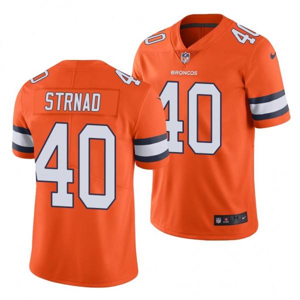 Denver Broncos Justin Strnad Orange 2020 NFL Draft Men's Color Rush Limited Jersey