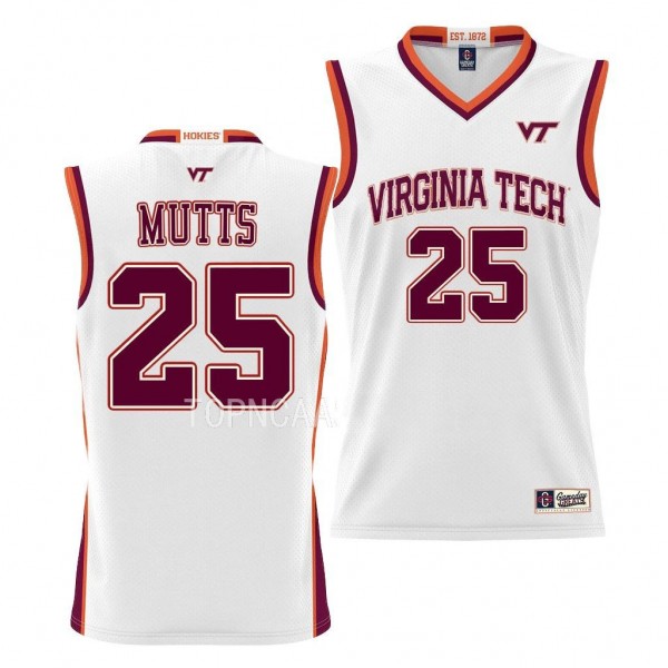 Justyn Mutts Virginia Tech Hokies #25 White NIL Pi...