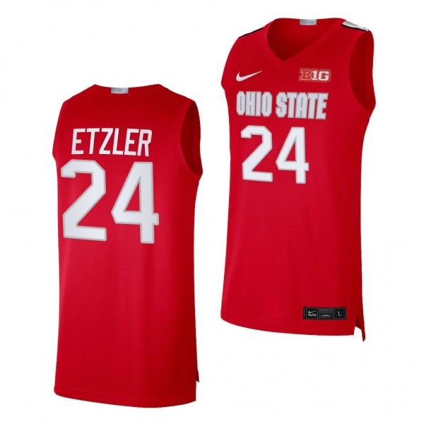 Ohio State Buckeyes Kalen Etzler Red #24 Jersey 2022-23 College Basketball