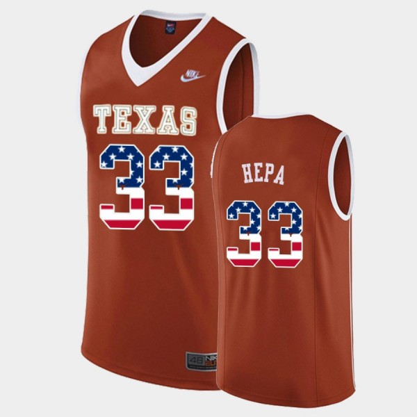 Texas Longhorns Kamaka Hepa Orange USA Flag Colleg...