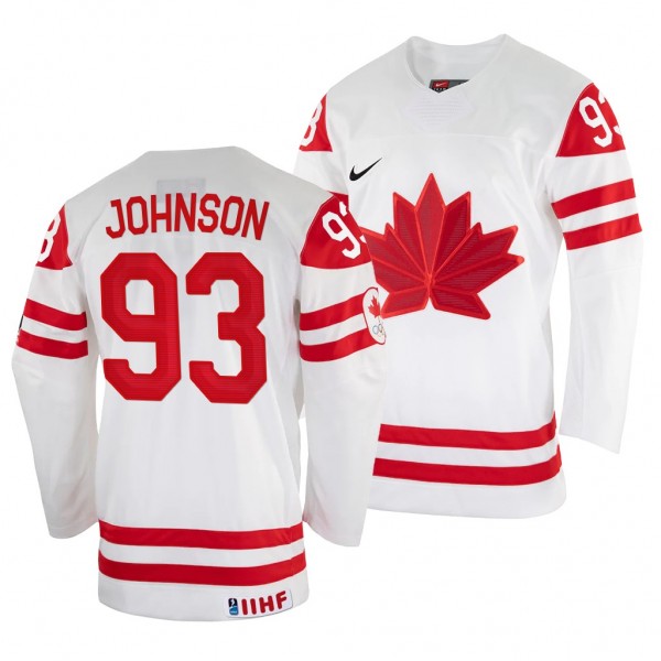 Canada Hockey Kent Johnson #93 White Home Jersey 2022 IIHF World Championship