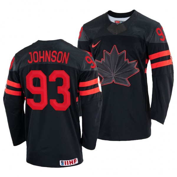 Canada Hockey Kent Johnson #93 Black Replica Jerse...