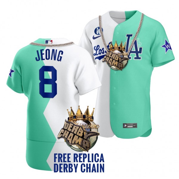 Dodgers Keun Woo Jeong White Green #8 Authentic Je...